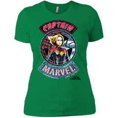 Captain Marvel Stitched Patched Portrait Women Cotton T-Shirt Women Cotton T-Shirt - parenttees