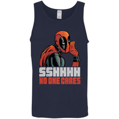 Marvel Deadpool Shhh No One Cares Whisper Men Cotton Tank Men Cotton Tank - parenttees