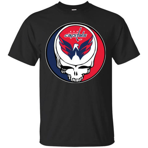 Washington Capitals Grateful Dead Steal Your Face Hockey Nhl Shirts Men Cotton T-Shirt Black / S Men Cotton T-Shirt - parenttees