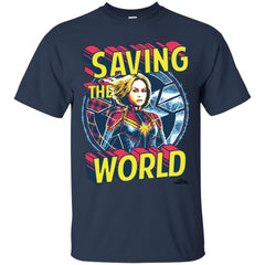 Captain Marvel Saving The World Portrait Men Cotton T-Shirt Men Cotton T-Shirt - parenttees