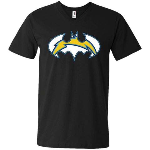 We Are The Los Angeles Chargers Batman Nfl Mashup Men V-Neck T-Shirt Black / S Men V-Neck T-Shirt - parenttees