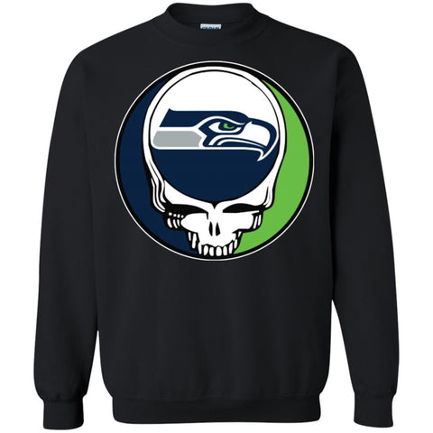 Seattle Seahawks Grateful Dead Steal Your Face Football Nfl Shirts Crewneck Pullover Sweatshirt Black / S Crewneck Pullover Sweatshirt - parenttees