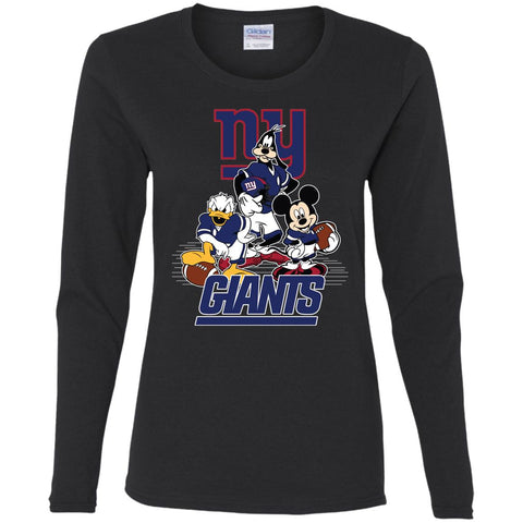 Mickey Mouse New York Giants American Football Nfl Sports Shirt Women Long Sleeve Shirt Black / S Women Long Sleeve Shirt - parenttees