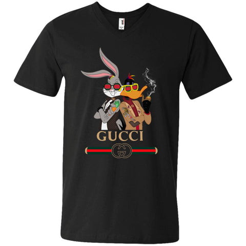 Gucci Trending T-shirt Rabbit And Donald T-shirt Men V-Neck T-Shirt Black / S Men V-Neck T-Shirt - parenttees