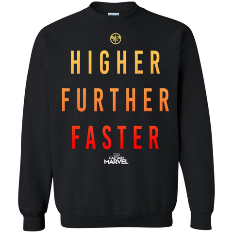 Marvel Captain Marvel Movie Higher Faster Crewneck Pullover Sweatshirt Black / S Crewneck Pullover Sweatshirt - parenttees