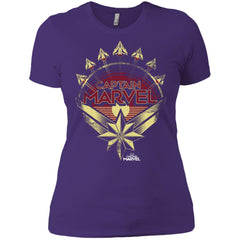 Captain Marvel Yellow Red Plane Flight Logo Women Cotton T-Shirt Women Cotton T-Shirt - parenttees
