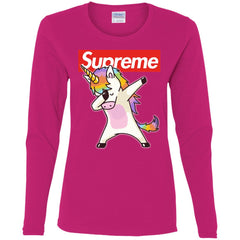 Supreme Unicorn T-shirt Dance Dabbing Unicorn Women Long Sleeve Shirt Women Long Sleeve Shirt - parenttees