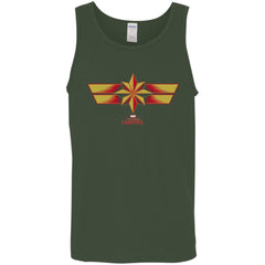 Marvel Captain Marvel Retro Red Yellow Logo Men Cotton Tank Men Cotton Tank - parenttees