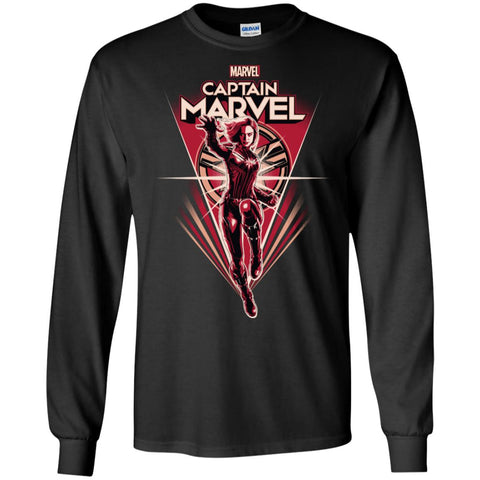 Marvel Captain Marvel Retro Style Flight Men Long Sleeve Shirt Black / S Men Long Sleeve Shirt - parenttees