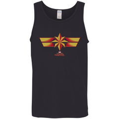 Marvel Captain Marvel Retro Red Yellow Logo Men Cotton Tank Men Cotton Tank - parenttees