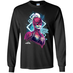 Marvel Captain Marvel Space Glow Neon Men Long Sleeve Shirt Men Long Sleeve Shirt - parenttees