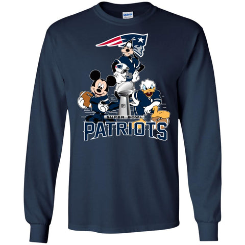 Nfl - New England Patriots Donald Duck Goofy Mickey Mouse Super Bowl 2019 Football Men Long Sleeve Shirt