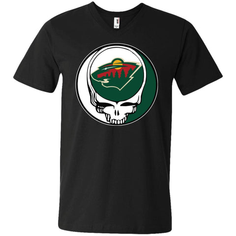 Minnesota Wild Grateful Dead Steal Your Face Hockey Nhl Shirts Men V-Neck T-Shirt Black / S Men V-Neck T-Shirt - parenttees