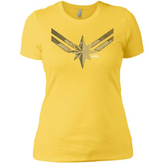 Captain Marvel Simple Gold Shadowed Logo Women Cotton T-Shirt Women Cotton T-Shirt - parenttees