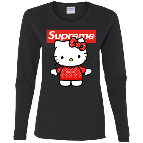 Supreme Hello Kitty Loves T-shirt Women Long Sleeve Shirt Black / S Women Long Sleeve Shirt - parenttees