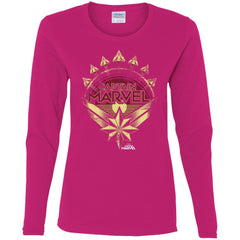 Captain Marvel Yellow Red Plane Flight Logo Women Long Sleeve Shirt Women Long Sleeve Shirt - parenttees