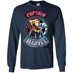 Captain Marvel Stitched Patched Portrait Men Long Sleeve Shirt