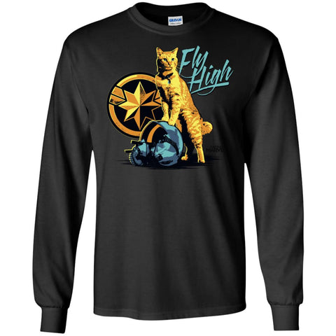 Captain Marvel Symbol Goose Fly High Men Long Sleeve Shirt Black / S Men Long Sleeve Shirt - parenttees