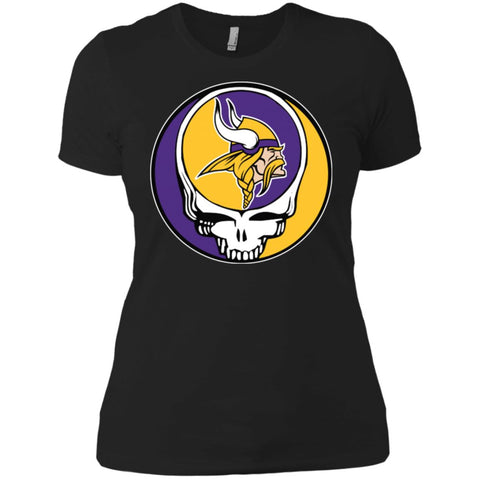 Minnesota Vikings Grateful Dead Steal Your Face Football Nfl Shirts Women Cotton T-Shirt Black / X-Small Women Cotton T-Shirt - parenttees