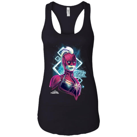 Marvel Captain Marvel Space Glow Neon Women Tank Top Black / X-Small Women Tank Top - parenttees