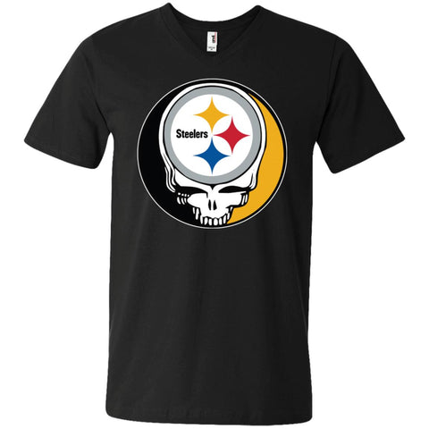 Pittsburgh Steelers Grateful Dead Steal Your Face Football Nfl Shirts Men V-Neck T-Shirt Black / S Men V-Neck T-Shirt - parenttees