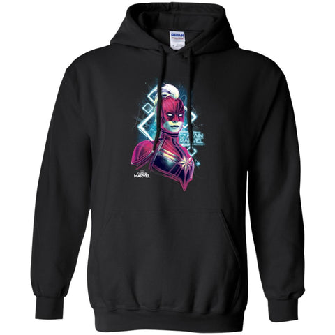 Marvel Captain Marvel Space Glow Neon Pullover Hoodie Sweatshirt Black / S Pullover Hoodie Sweatshirt - parenttees