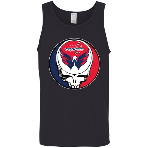 Washington Capitals Grateful Dead Steal Your Face Hockey Nhl Shirts Men Cotton Tank Black / X-Small Men Cotton Tank - parenttees