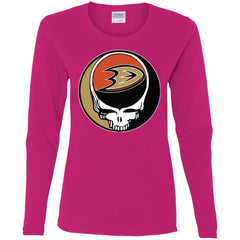 Anaheim Ducks Grateful Dead Steal Your Face Hockey Nhl Shirts Women Long Sleeve Shirt Women Long Sleeve Shirt - parenttees