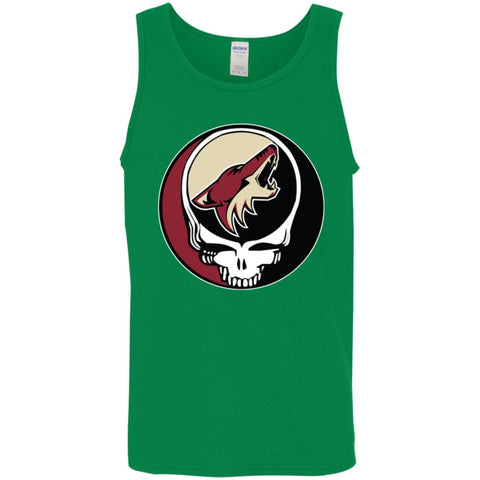 Arizona Coyotes Grateful Dead Steal Your Face Hockey Nhl Shirts Men Cotton Tank Turf Green / X-Small Men Cotton Tank - parenttees