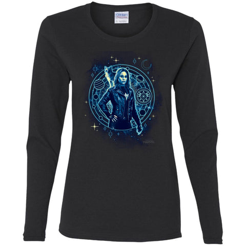 Captain Marvel Goose Geometric Circle Space Women Long Sleeve Shirt Black / S Women Long Sleeve Shirt - parenttees