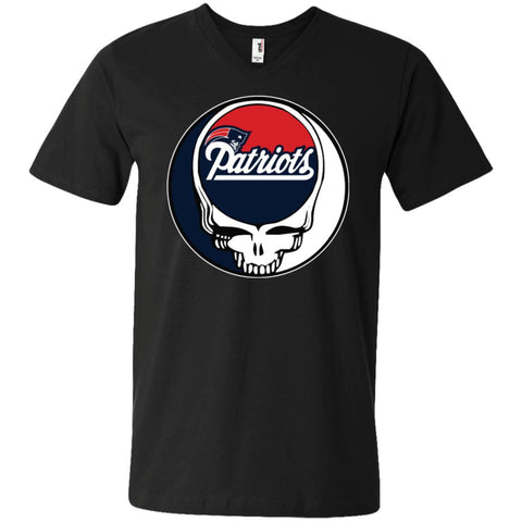 New England Patriots Grateful Dead Steal Your Face Football Nfl Shirts Men V-Neck T-Shirt Black / S Men V-Neck T-Shirt - parenttees