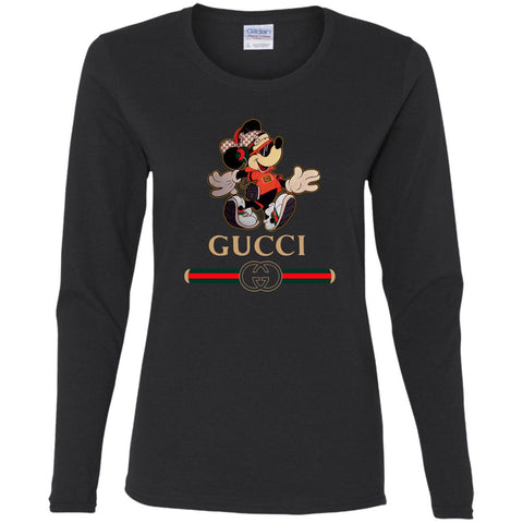 Gucci Mickey Fashion Stylelist Music T-shirt Women Long Sleeve Shirt Black / S Women Long Sleeve Shirt - parenttees