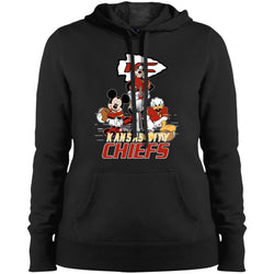 Nfl – Kansas City Chiefs Donald Duck Goofy Mickey Mouse Super Bowl 2019 Football Women Hooded Sweatshirt