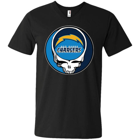 Los Angeles Chargers Grateful Dead Steal Your Face Football Nfl Shirts Men V-Neck T-Shirt Black / S Men V-Neck T-Shirt - parenttees