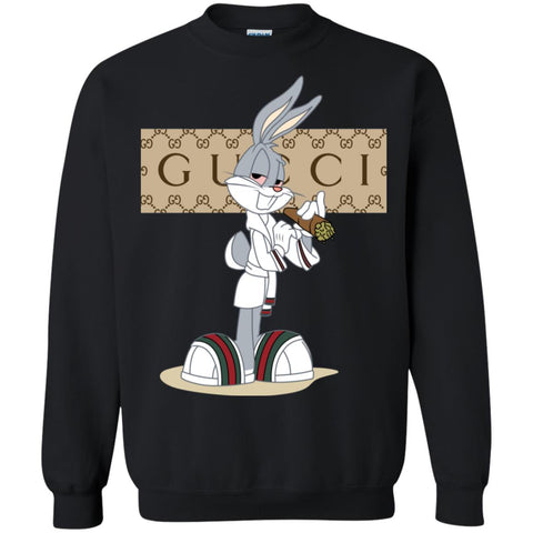 Gucci Rabbit Smoking Funny T-shirt Crewneck Pullover Sweatshirt Black / S Crewneck Pullover Sweatshirt - parenttees