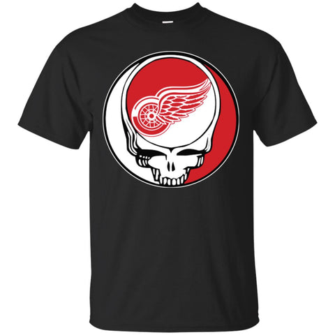 Detroit Red Wings Grateful Dead Steal Your Face Hockey Nhl Shirts Men Cotton T-Shirt Black / S Men Cotton T-Shirt - parenttees