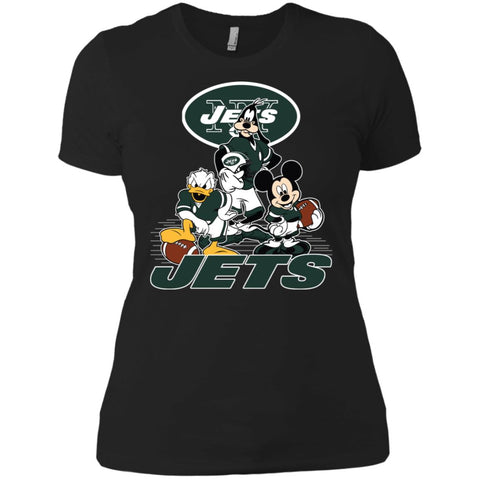 Mickey Mouse New York Jets American Football Nfl Sports Shirt Women Cotton T-Shirt Black / X-Small Women Cotton T-Shirt - parenttees