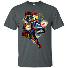 Captain Marvel Plaid Jean Patched Portrait Men Cotton T-Shirt Men Cotton T-Shirt - parenttees