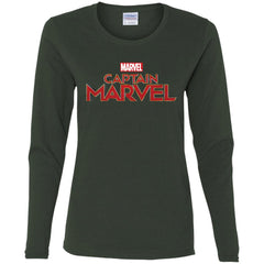 Marvel Captain Marvel Movie Logo Red Women Long Sleeve Shirt Women Long Sleeve Shirt - parenttees