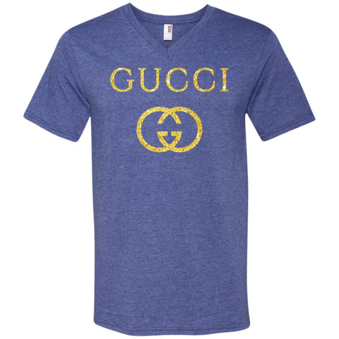 Gucci Logo Vintage Inspired Men V-Neck T-Shirt