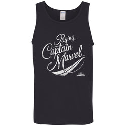 Captain Marvel Paging Distressed Cursive Men Cotton Tank