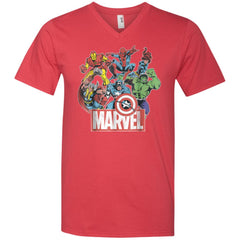 Marvel Avengers Team Retro Comic Vintage Graphic Men V-Neck T-Shirt Men V-Neck T-Shirt - parenttees