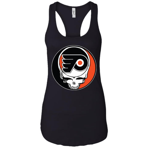 Philadelphia Flyers Grateful Dead Steal Your Face Hockey Nhl Shirts Women Tank Top Black / X-Small Women Tank Top - parenttees