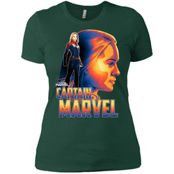 Captain Marvel Bold Sunset Portrait Women Cotton T-Shirt