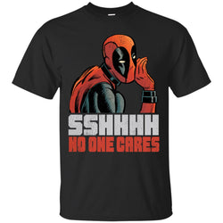 Marvel Deadpool Shhh No One Cares Whisper Men Cotton T-Shirt