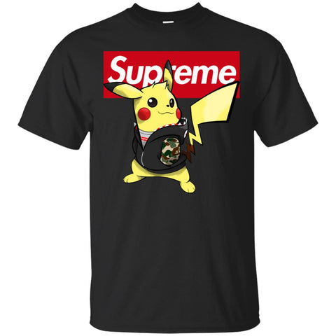 Supreme Pikachu T-shirt Men Cotton T-Shirt Black / S Men Cotton T-Shirt - parenttees