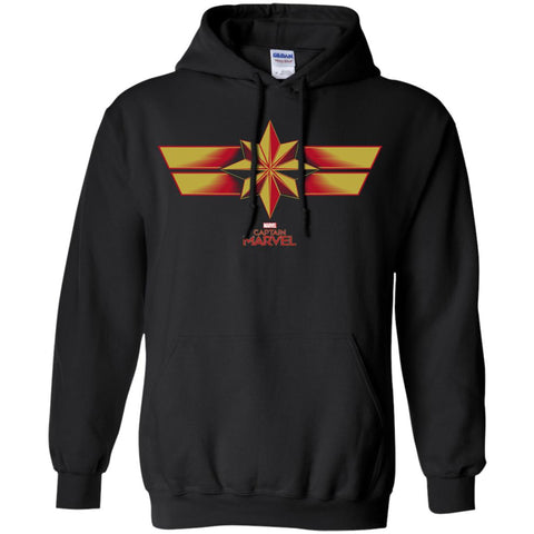 Marvel Captain Marvel Retro Red Yellow Logo Pullover Hoodie Sweatshirt Black / S Pullover Hoodie Sweatshirt - parenttees