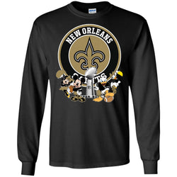 Nfl – New Orleans Saints Super Bowl 2019 Mickey Mouse Minnie Mouse Donald Duck Daisy Duck Football Men Long Sleeve Shirt