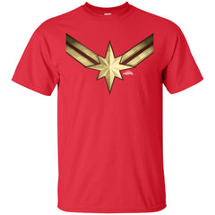 Captain Marvel Gleaming Chest Logo Men Cotton T-Shirt Men Cotton T-Shirt - parenttees