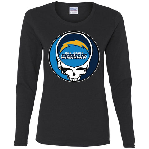 Los Angeles Chargers Grateful Dead Steal Your Face Football Nfl Shirts Women Long Sleeve Shirt Black / S Women Long Sleeve Shirt - parenttees